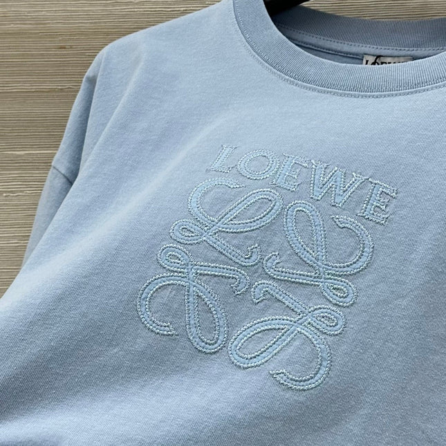 Loewe 25 Cropped Anagram T-Shirt Blue Cotton