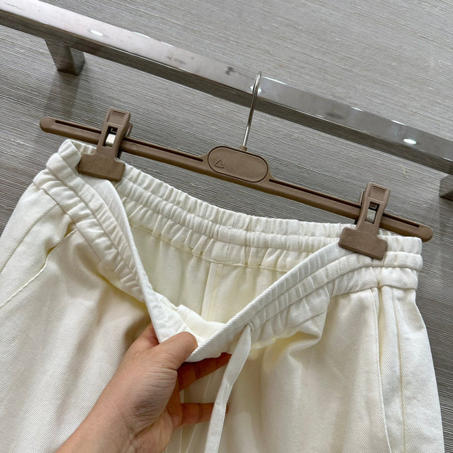 Loewe 25 Denim Wide-leg Cropped Pants White Cotton