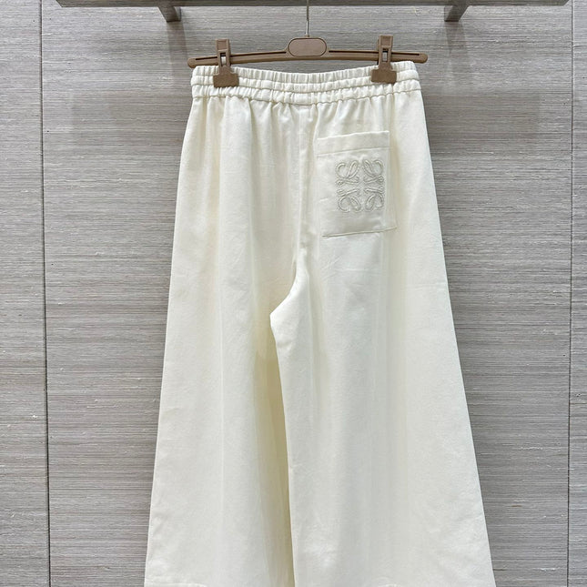 Loewe 25 Denim Wide-leg Cropped Pants White Cotton