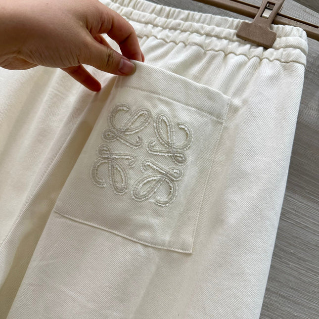 Loewe 25 Denim Wide-leg Cropped Pants White Cotton