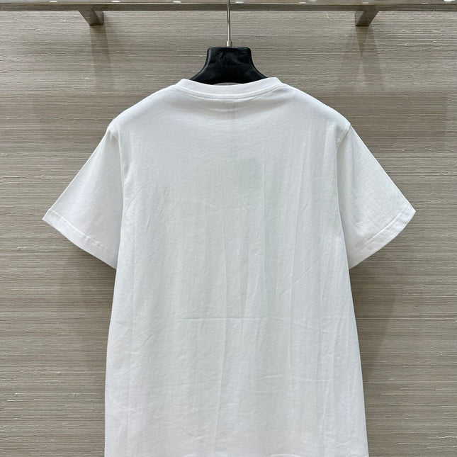 Loewe Floral Embroidered Short-sleeved T-shirt White Cotton