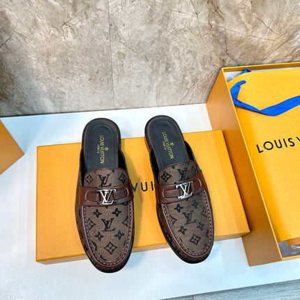 LV EASY MULE DARK BROWN MONOGRAM CANVAS