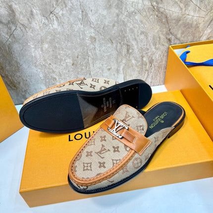 LV EASY MULE BEIGE CREAM MONOGRAM CANVAS