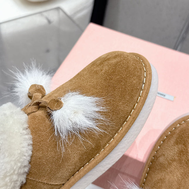 MM SHEARLING SHOES IN BROWN AND WHITE SUEDE