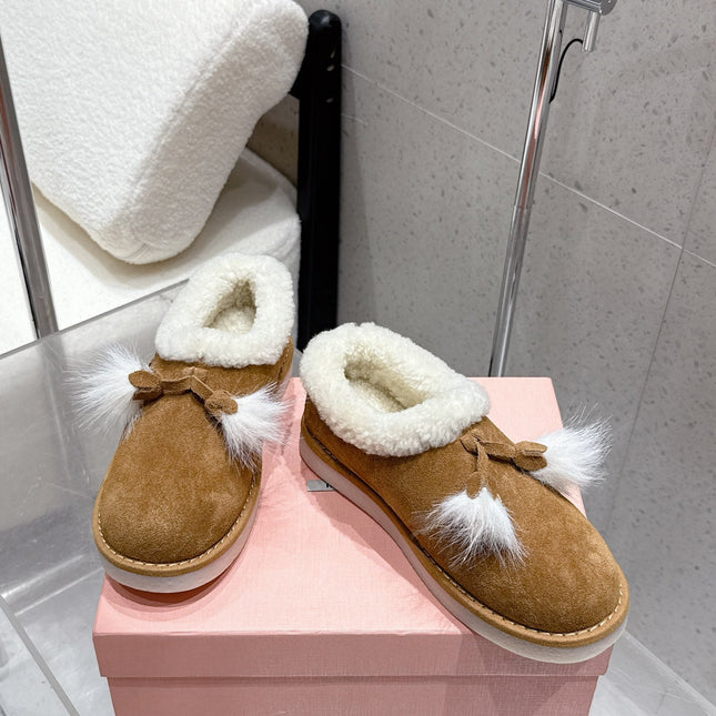 MM SHEARLING SHOES IN BROWN AND WHITE SUEDE