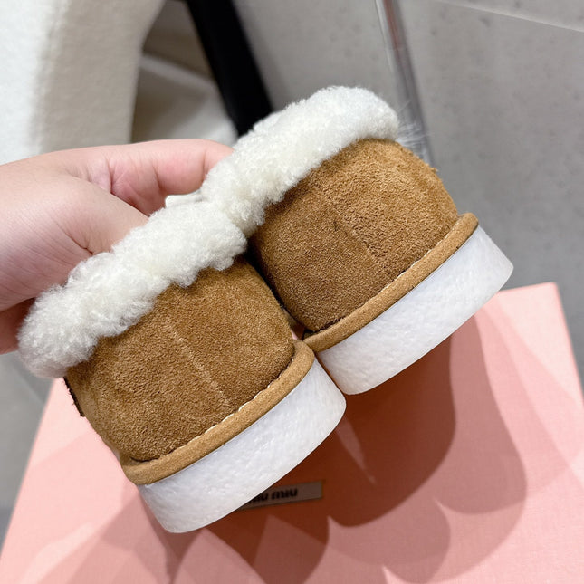 MM SHEARLING SHOES IN BROWN AND WHITE SUEDE