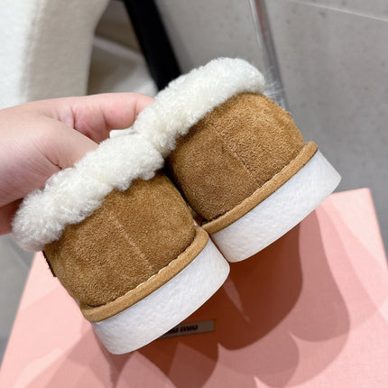 MM SHEARLING SHOES IN BROWN AND WHITE SUEDE