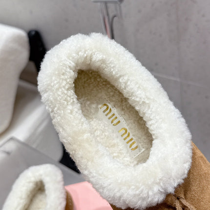 MM SHEARLING SHOES IN BROWN AND WHITE SUEDE