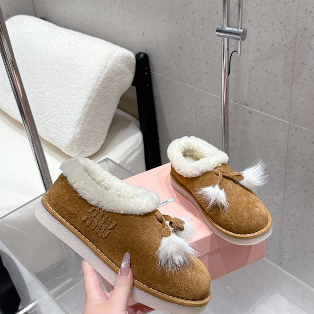 MM SHEARLING SHOES IN BROWN AND WHITE SUEDE