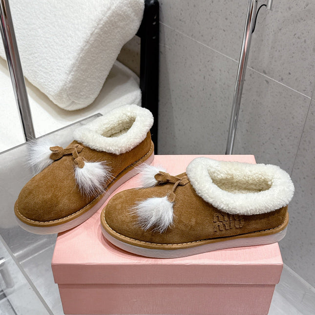MM SHEARLING SHOES IN BROWN AND WHITE SUEDE