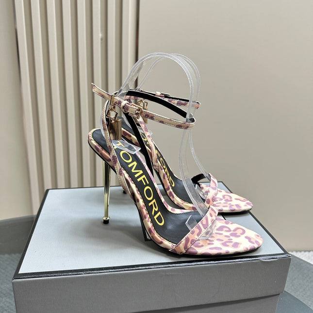 PADLOCK POINTY SANDAL 10 CM IN COLORFUL CALFSKIN