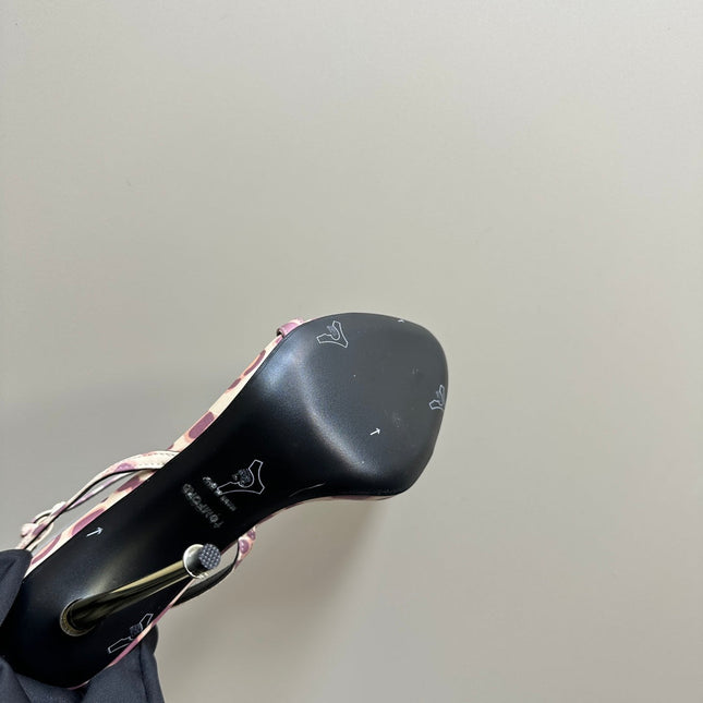 PADLOCK POINTY SANDAL 10 CM IN COLORFUL CALFSKIN