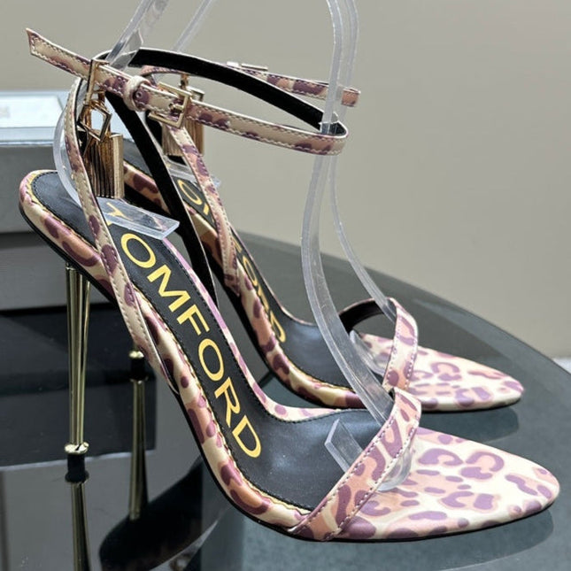 PADLOCK POINTY SANDAL 10 CM IN COLORFUL CALFSKIN