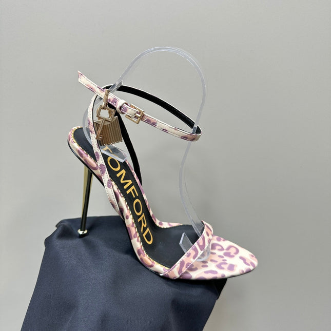 PADLOCK POINTY SANDAL 10 CM IN COLORFUL CALFSKIN