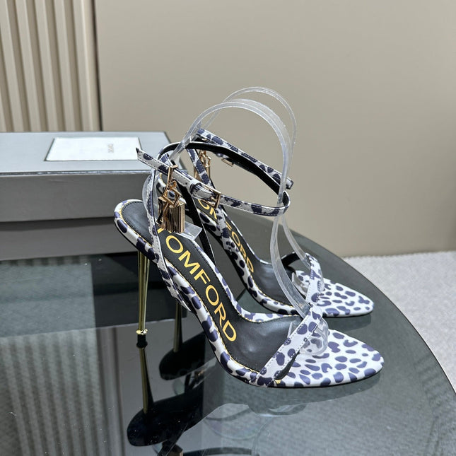 PADLOCK POINTY SANDAL 10 CM IN WHITE MIX ROYAL PURPLE CALFSKIN