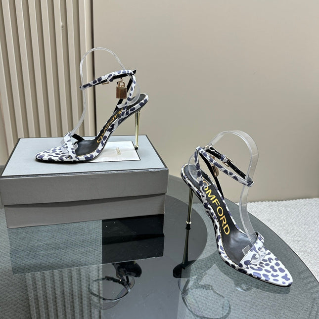 PADLOCK POINTY SANDAL 10 CM IN WHITE MIX ROYAL PURPLE CALFSKIN