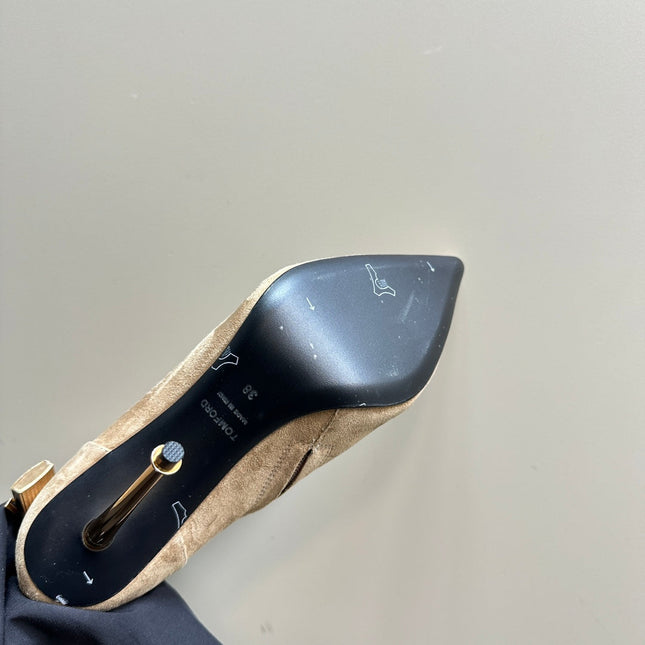 PADLOCK 10 CM ANKLE BOOTS IN TAN BROWN SUEDE