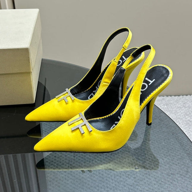 ANGELINA 10 CM SLINGBACK IN BRIGHT YELLOW CALFSKIN