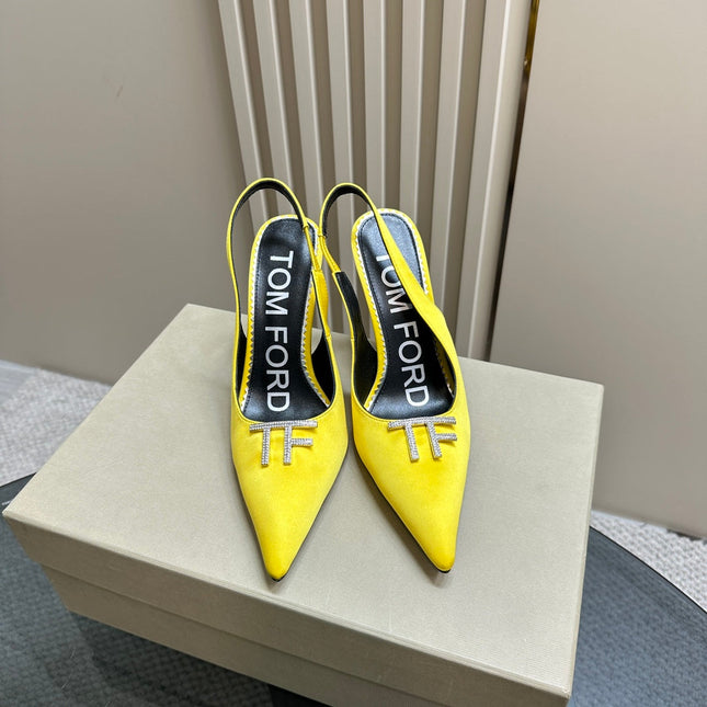 ANGELINA 10 CM SLINGBACK IN BRIGHT YELLOW CALFSKIN