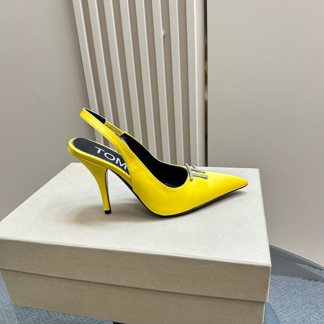 ANGELINA 10 CM SLINGBACK IN BRIGHT YELLOW CALFSKIN