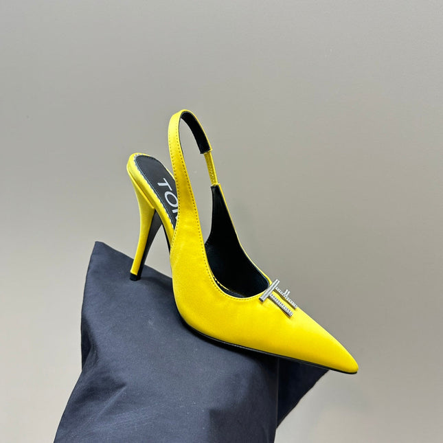 ANGELINA 10 CM SLINGBACK IN BRIGHT YELLOW CALFSKIN