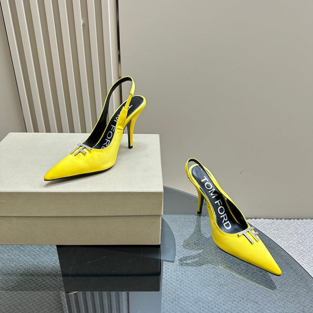 ANGELINA 10 CM SLINGBACK IN BRIGHT YELLOW CALFSKIN