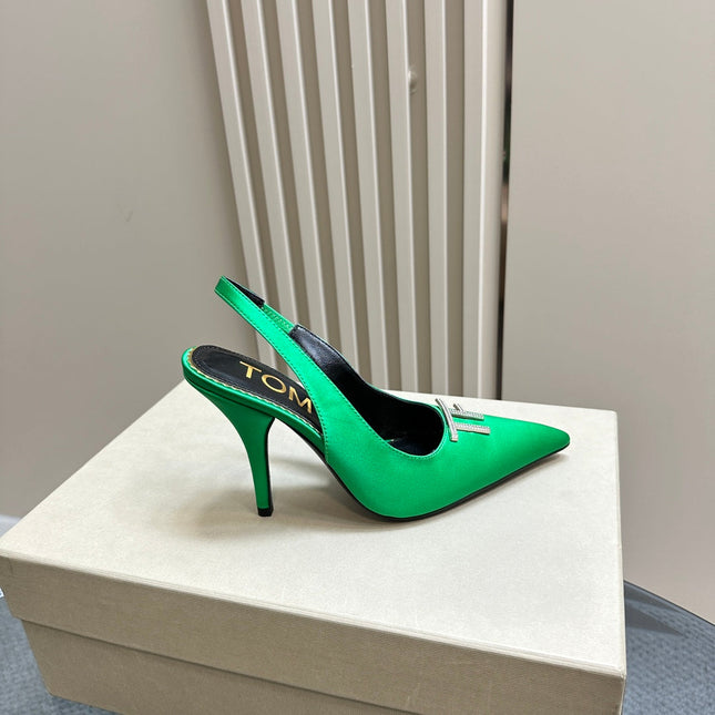 ANGELINA 10 CM SLINGBACK IN EMERALD GREEN CALFSKIN