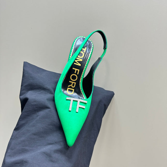 ANGELINA 10 CM SLINGBACK IN EMERALD GREEN CALFSKIN