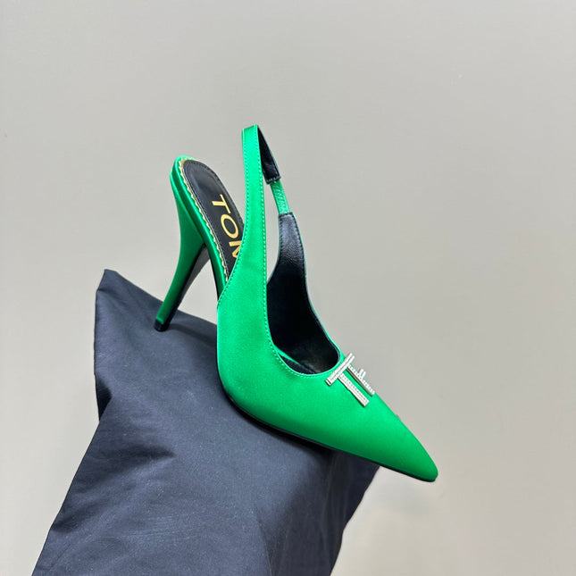 ANGELINA 10 CM SLINGBACK IN EMERALD GREEN CALFSKIN