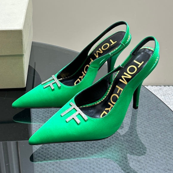 ANGELINA 10 CM SLINGBACK IN EMERALD GREEN CALFSKIN