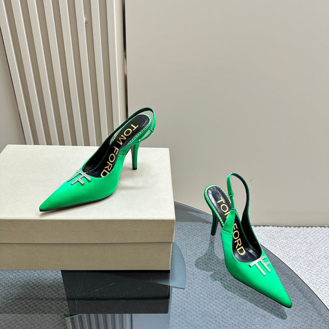 ANGELINA 10 CM SLINGBACK IN EMERALD GREEN CALFSKIN