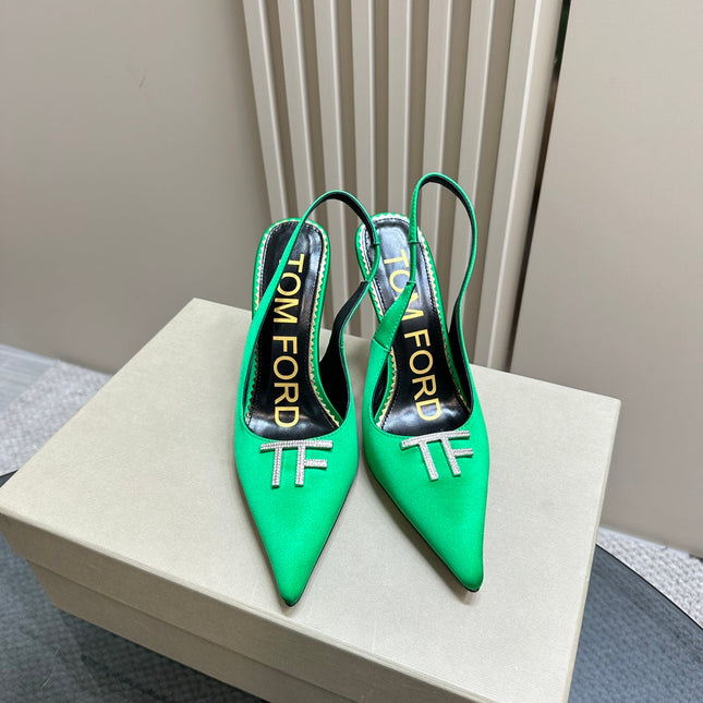 ANGELINA 10 CM SLINGBACK IN EMERALD GREEN CALFSKIN
