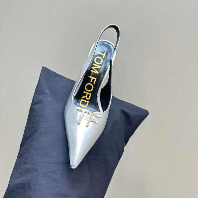 ANGELINA 10 CM SLINGBACK IN SILVER CALFSKIN