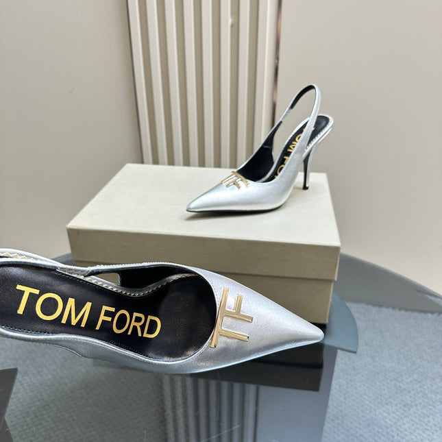 ANGELINA 10 CM SLINGBACK IN SILVER CALFSKIN