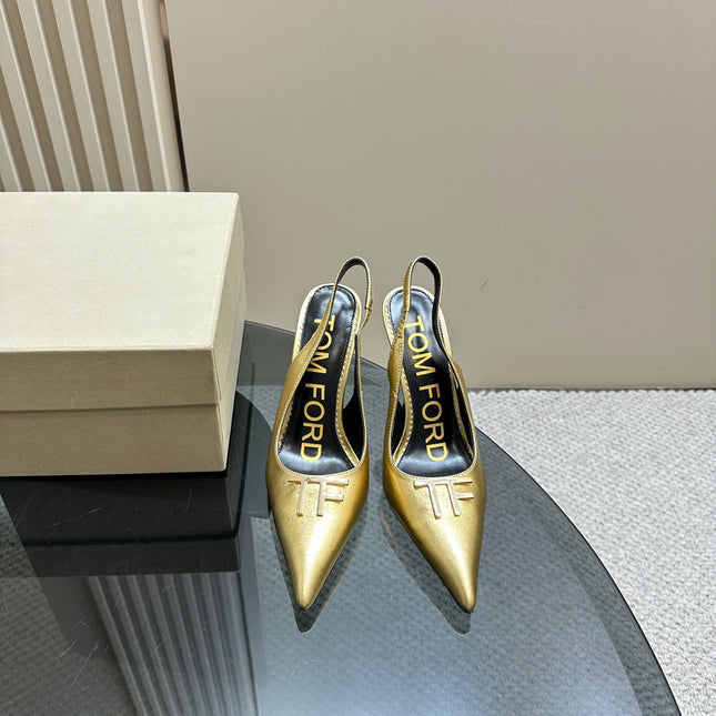 ANGELINA 10 CM SLINGBACK IN GOLD CALFSKIN