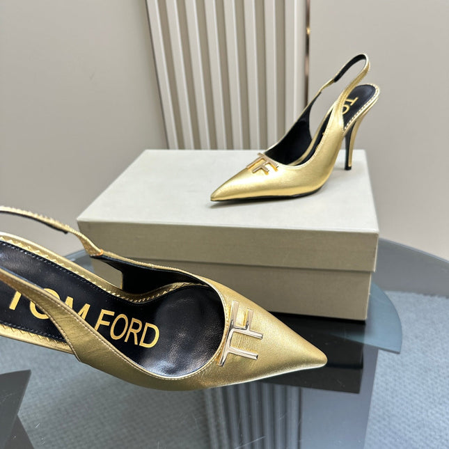 ANGELINA 10 CM SLINGBACK IN GOLD CALFSKIN