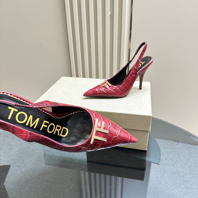 ANGELINA 10 CM SLINGBACK IN SCARLET RED CROCODILE PATTERN CALFSKIN