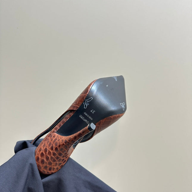 ANGELINA 10 CM SLINGBACK IN PENNY BROWN CROCODILE PATTERN CALFSKIN