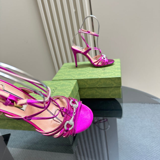 GG CRYSTAL HORSEBIT SANDAL METALLIC PURPLE LAMBSKIN