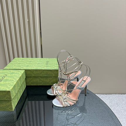 CRYSTAL HORSEBIT STRAPPY SANDAL 10.5CM IN PASTEL YELLOW PATENT LEATHER