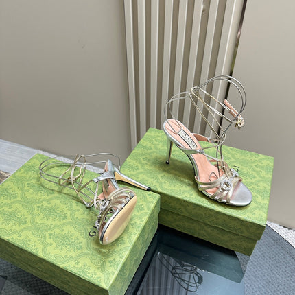 CRYSTAL HORSEBIT STRAPPY SANDAL 10.5CM IN PASTEL YELLOW PATENT LEATHER