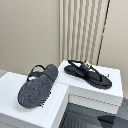 LYMPIA TRIOMPHE THONG IN CALFSKIN BLACK