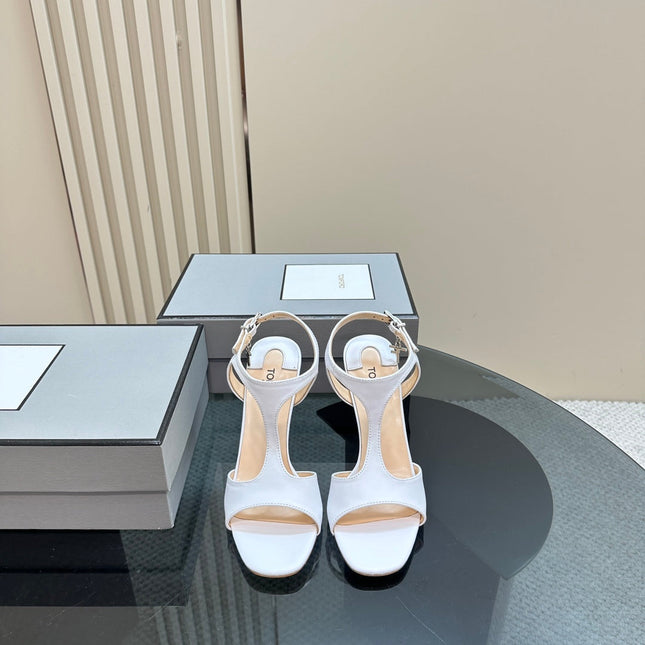 PADLOCK HIGH-HEELED SANDAL 10 CM IN WHITE CALFSKIN