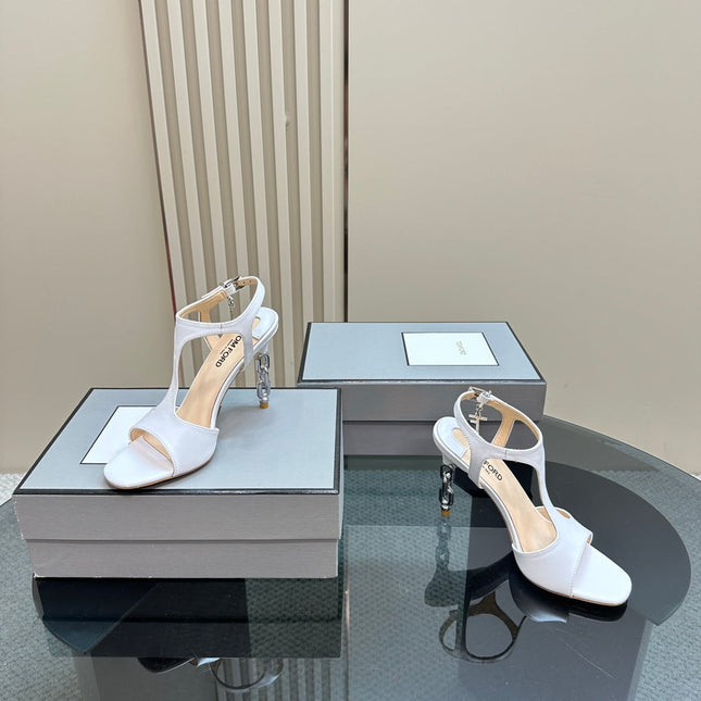 PADLOCK HIGH-HEELED SANDAL 10 CM IN WHITE CALFSKIN