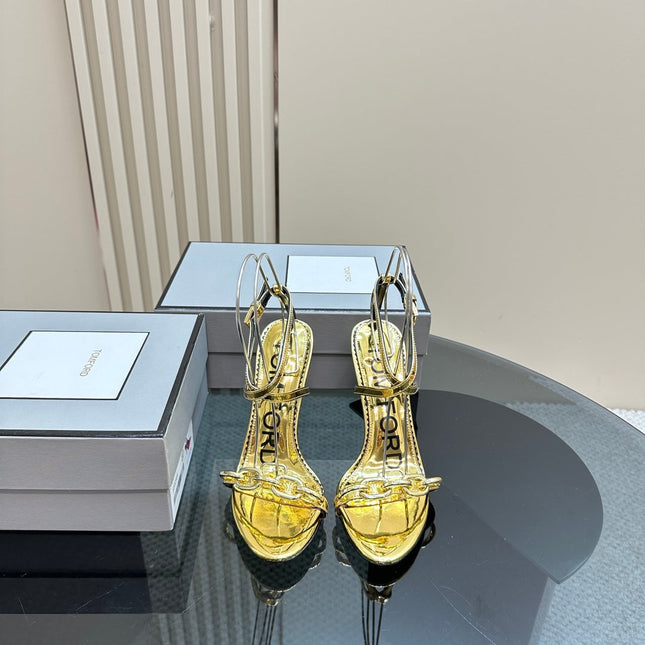 HIGH-HEELED 10 CM SANDAL IN LIGHT GOLD LAMBSKIN WITH GOLD HARDWARE