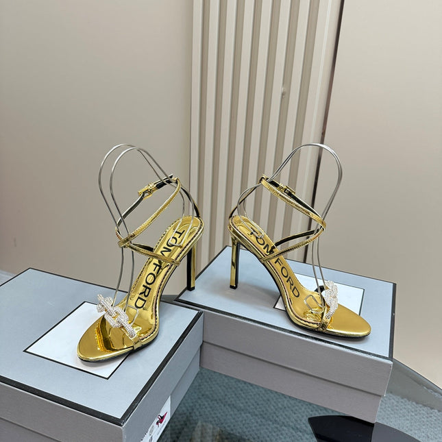HIGH-HEELED 10 CM SANDAL IN GOLD LAMBSKIN