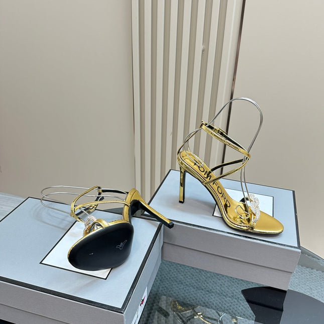 HIGH-HEELED 10 CM SANDAL IN GOLD LAMBSKIN