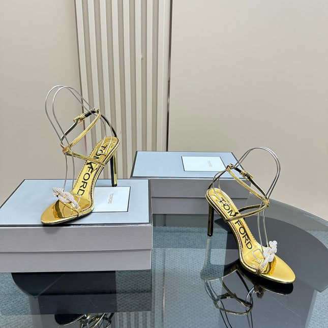 HIGH-HEELED 10 CM SANDAL IN GOLD LAMBSKIN