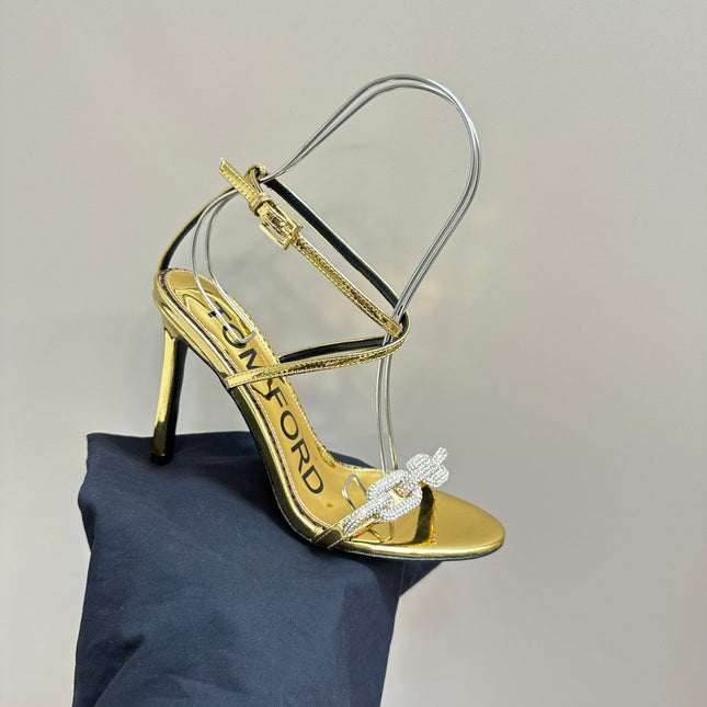 HIGH-HEELED 10 CM SANDAL IN GOLD LAMBSKIN