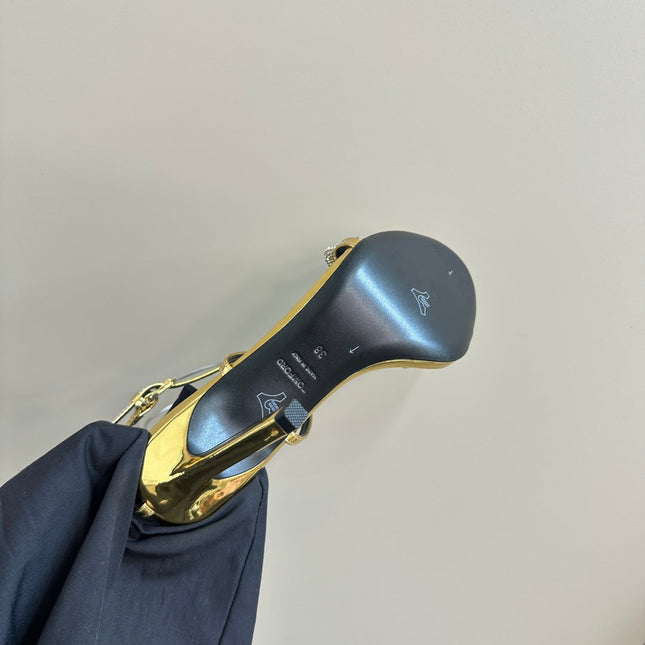 HIGH-HEELED 10 CM SANDAL IN GOLD LAMBSKIN